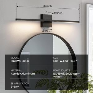 CCYCOL Black Light Fixtures 360° Rotatable Black Vanity Lights for Bathroom LED